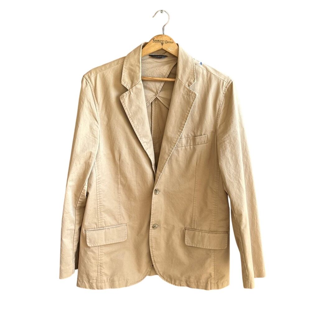 Banana Republic Cotton Sport Coat Blazer Khaki Beige Lined Made In India Mens L